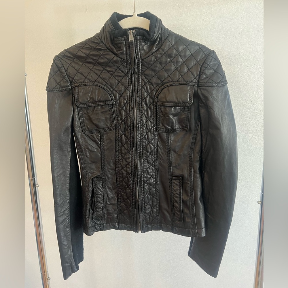 Michael Kors Black Quilted Leather Jacket